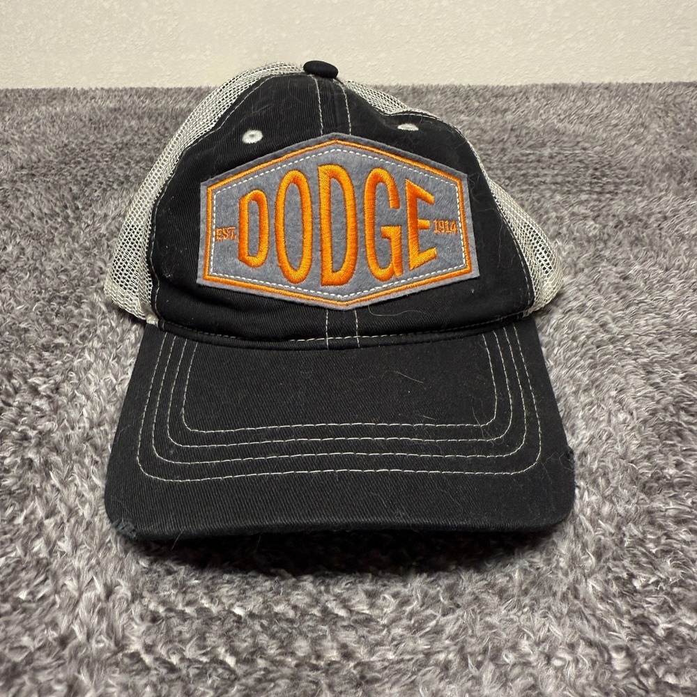 Dodge Mens Trucker Hat Adjustable Snapback‎ Black Gray Embroidered EST 1914